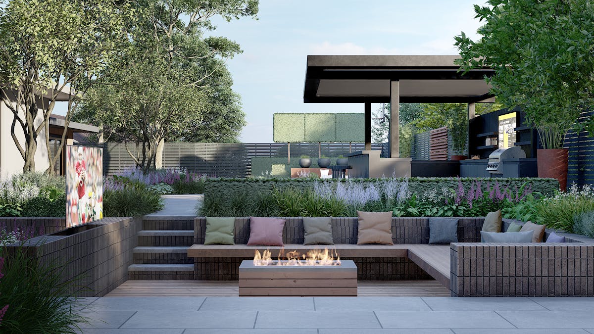 Visualisation of the rear landscape design.
