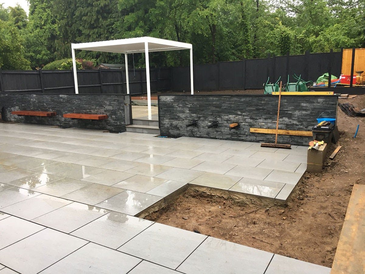 Construction of the new patio area at Sevenoaks.